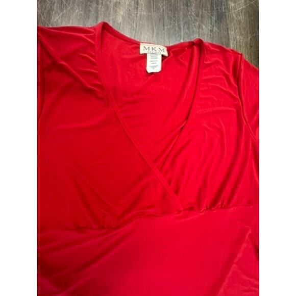 "M.K.M. DESIGNS" V Neck Flutter Slv Y2k Top SZ XL Back Tie Babydoll Flowy Cross - Picture 8 of 10